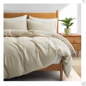 Peace Nest Luxurious Premium Flax Linen Duvet Cover and Pillow Sham Set Queen